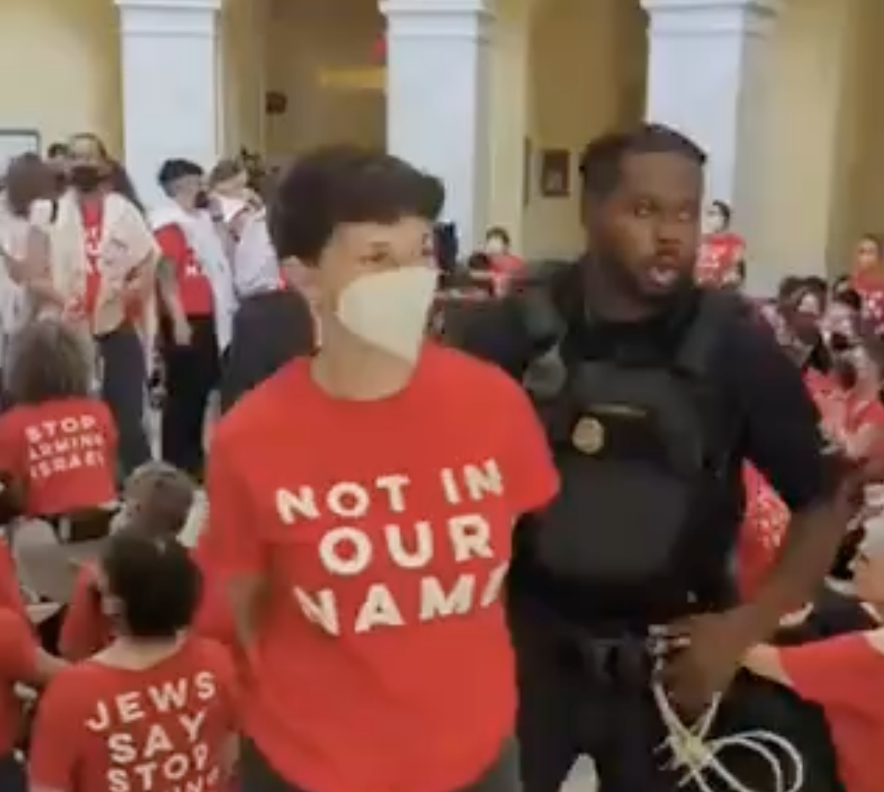 Netanyahu Condemns Criticizm Of Hostage At Speech Before Congress, Meeting With President Trump At Mar-a-Lago, Johnson Threatens Protester Arrest